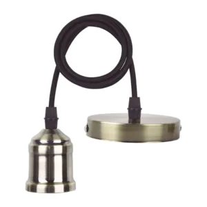 WALL SOCKET REDONDO COLGANTE METALICO BRONCE CON CABLE ROSCA E27 PARA LAMPARA PENDULUM